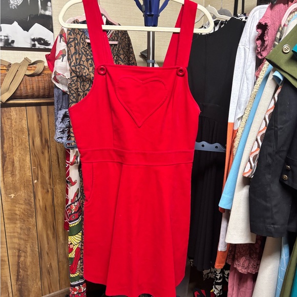 Voodoo Vixen Scarlet Corduroy Dungaree Jumper Dress - Picture 4 of 4